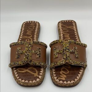 Sam Edelman Brown Beaded Slide Sandals